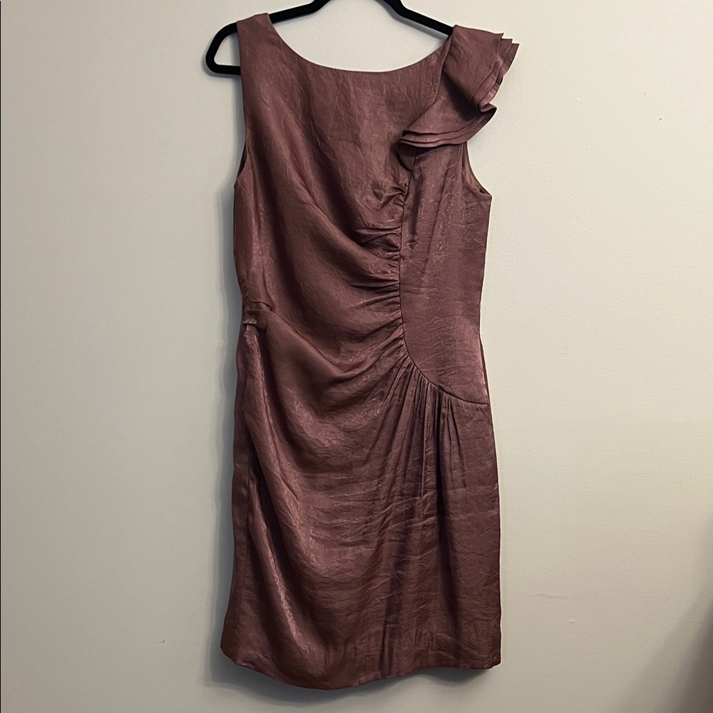#33 Adrianna Papell One Shoulder Brown Dress Size 12